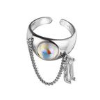 Bague irrégulière enchaînée pierre de lune R1245