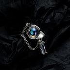 Bague irrégulière enchaînée pierre de lune R1245