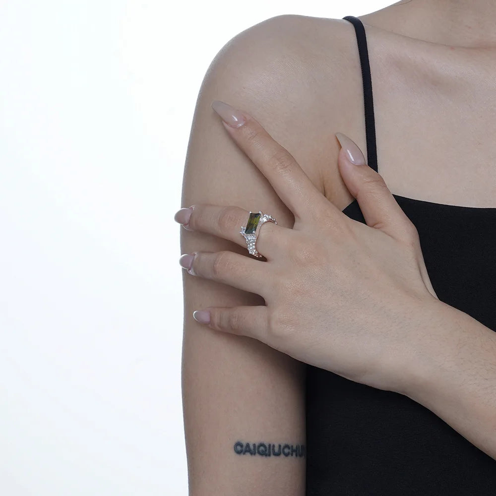 Bague irrégulière Olive CZ R1188