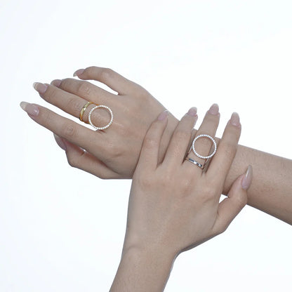 Bague Halo Pavée CZ R1222