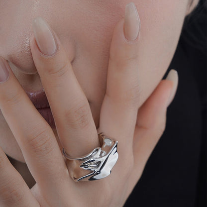 Bague épaisse à volants polis R1263
