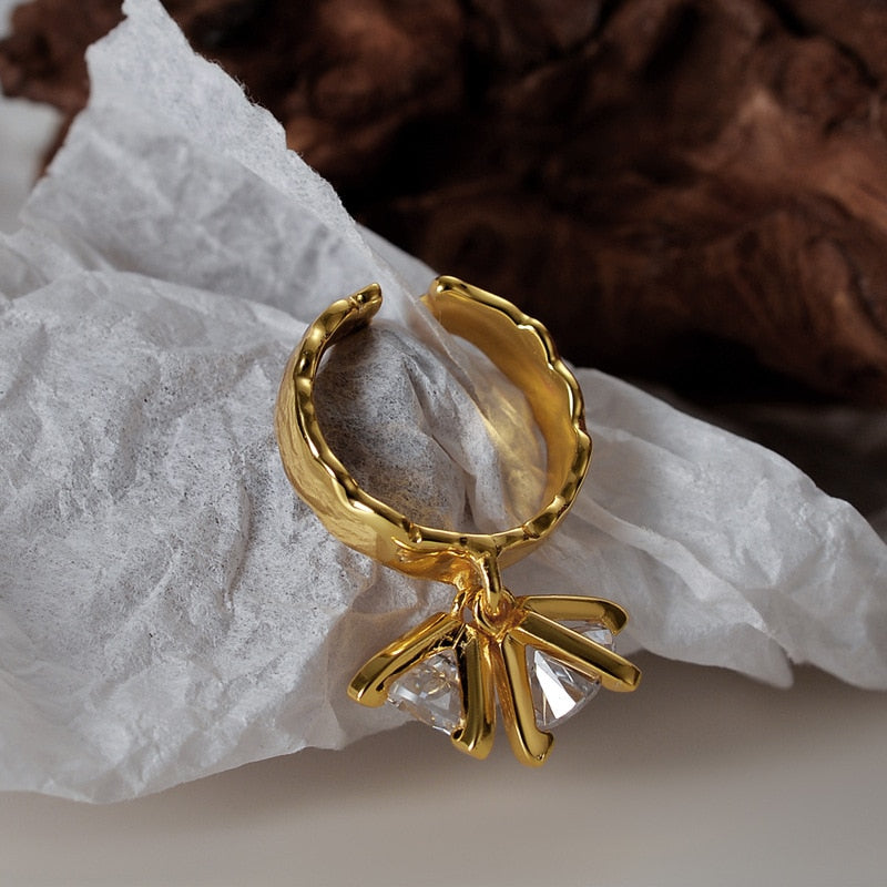 Bague originale florale CZ R1088