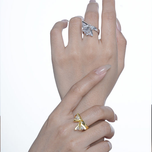 Bague originale florale CZ R1088