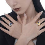 Bague impressionniste saphir CZ R1094