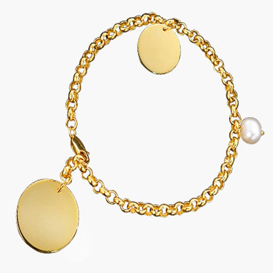 Bracelet chaîne Rolo disques B1014