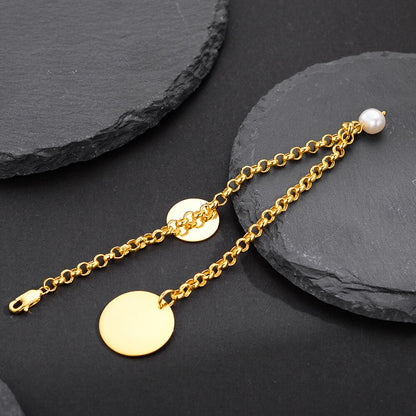 Bracelet chaîne Rolo disques B1014