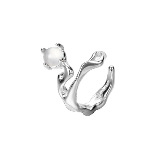 Manchette d'Oreille Florale en Agate E1120, 1 Pièce