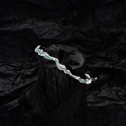 Bracelet froissé en émail bleu Alien B1011