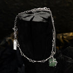 Bracelet en jade enveloppé de nœuds de bambou B1018