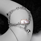 Bracelet multi-chaînes de perles baroques B1028