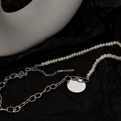 Collier chaîne torsadée de perles baroques N1033