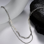 Collier de perles baroques à chaîne Figaro allongée N1036