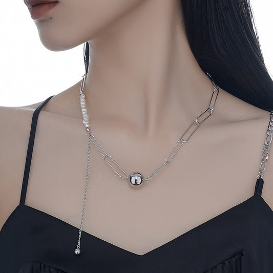 Collier de perles baroques à chaîne dessinée N1032