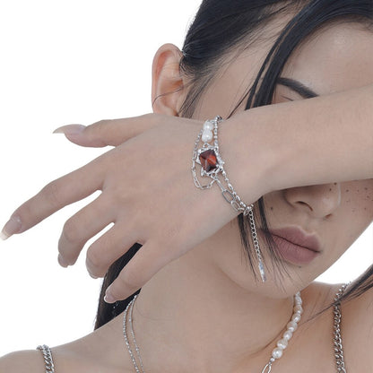 Bracelet multi-chaînes de perles baroques B1031