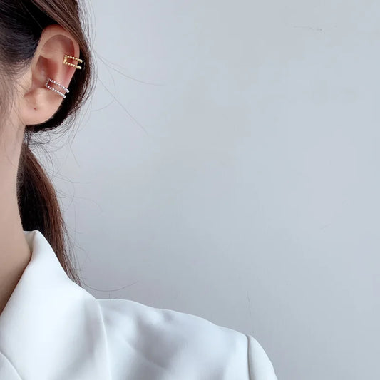 Boucle d'Oreille Clip en Fil Perlé E1102, 1 Pièce