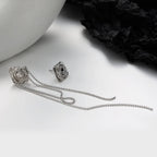 Clous d'oreilles à longue chaîne florale E1216