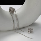 Clous d'oreilles à longue chaîne florale E1216