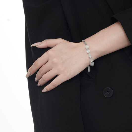 Bracelet chaîne torsadée dessiné œil de chat B1007