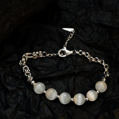 Bracelet chaîne torsadée dessiné œil de chat B1007