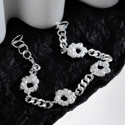 Bracelet chaîne gourmette à breloques froissées B1005