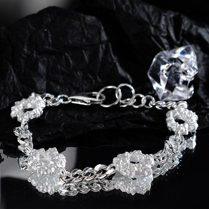 Bracelet chaîne gourmette à breloques froissées B1005