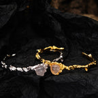 Bracelet ouvert froissé coeur agate B1050