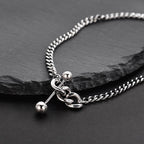 Collier chaîne gourmette à breloque haltère N1008