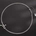 Collier chaîne gourmette à breloque haltère N1008