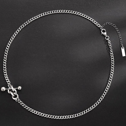 Collier chaîne gourmette à breloque haltère N1008