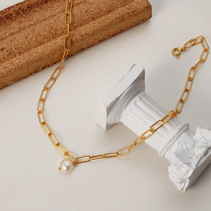 Collier de perles baroques à chaîne allongée N1048