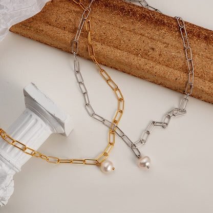 Collier de perles baroques à chaîne allongée N1048