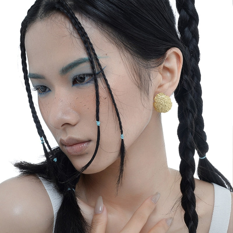 Boucles d'oreilles martelées motif érodé E1161