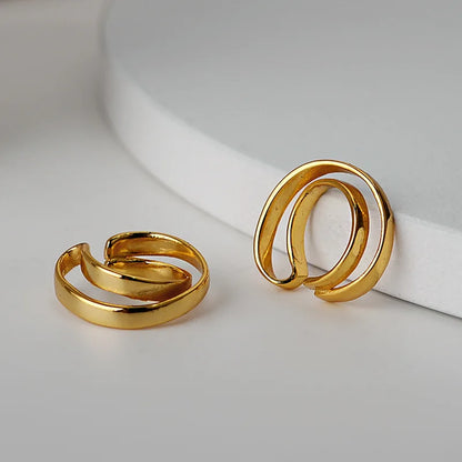 Boucle d'Oreille Créoles Tourbillonnantes Plates E1095, 1 Pièce