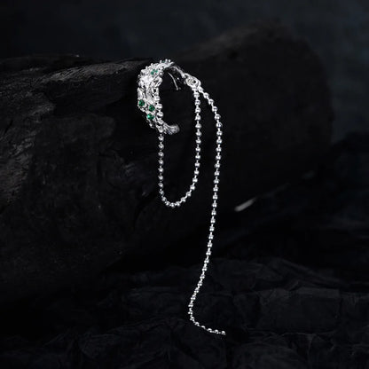 Boucle d'Oreille Longue Chaîne en CZ Vert E1130, 1 Pièce