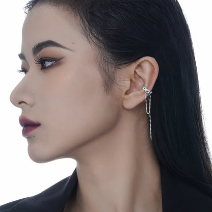Boucle d'Oreille Longue Chaîne en CZ Vert E1130, 1 Pièce