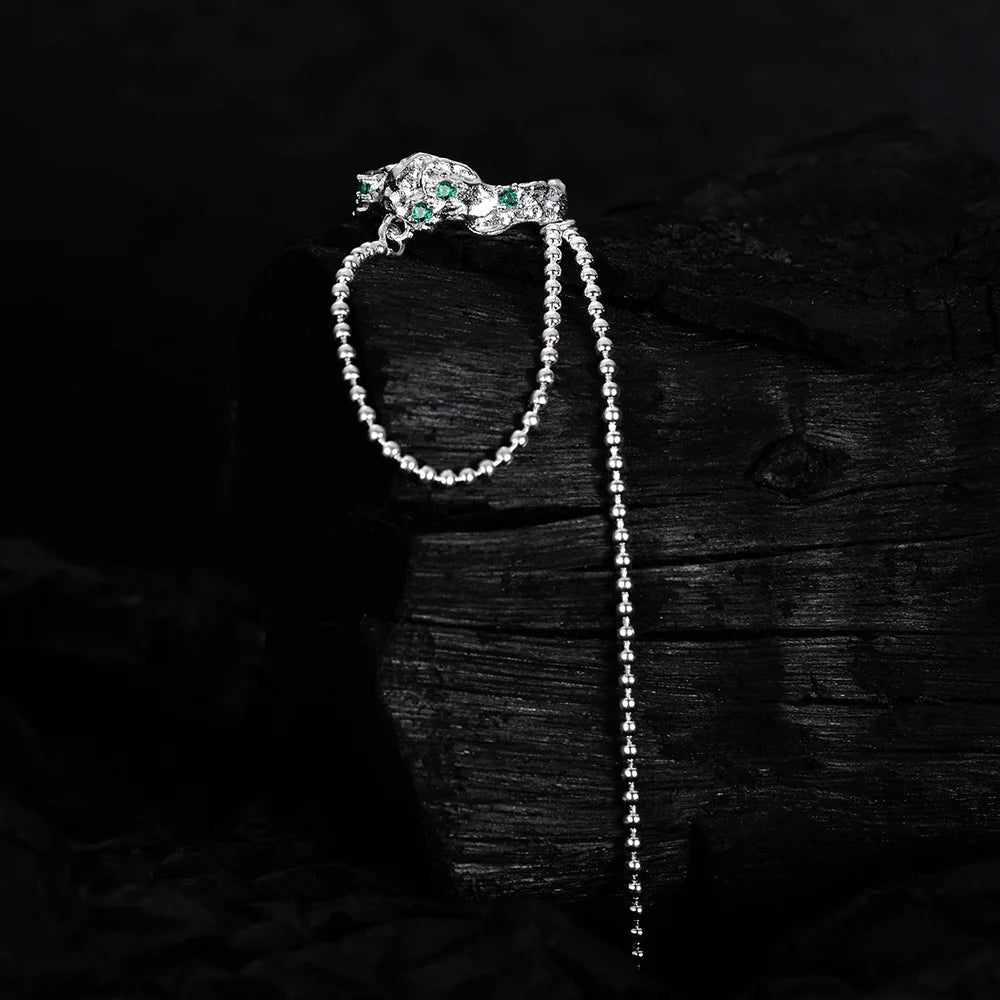 Boucle d'Oreille Longue Chaîne en CZ Vert E1130, 1 Pièce