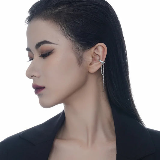 Boucle d'Oreille Longue Chaîne en CZ Vert E1130, 1 Pièce