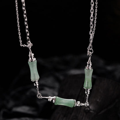 Collier noeuds de bambou jade vert N1046