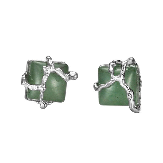 Boucle d'oreille élément écorce de jade E1157