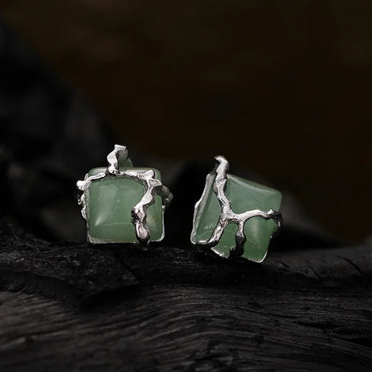 Boucle d'oreille élément écorce de jade E1157