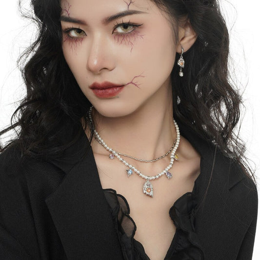 Collier de sorcière en perles esprit Halloween N1009