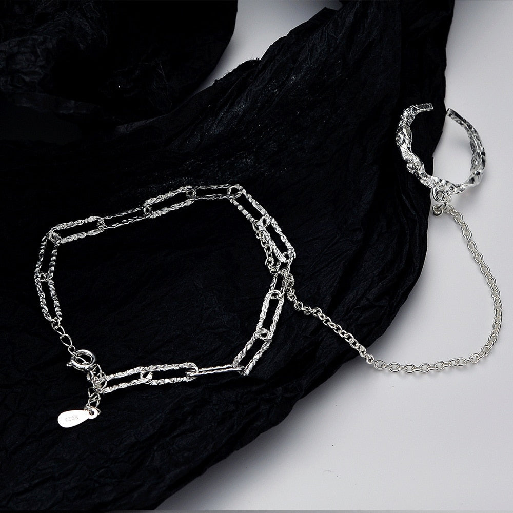 Bracelet à chaîne allongée texturé B1026
