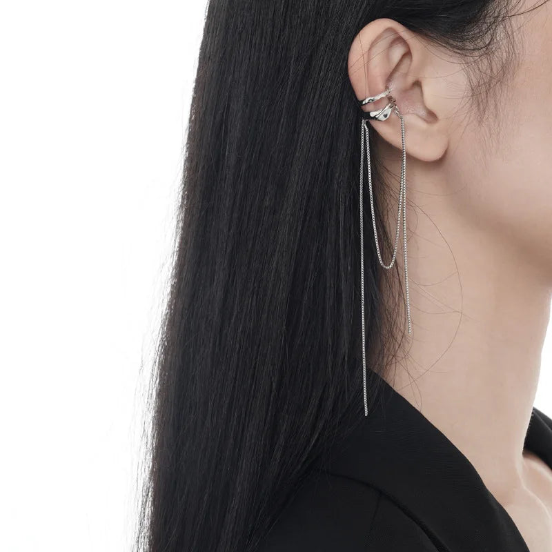 Boucle d'Oreille Longue Chaîne Ouverte E1114, 1 Pièce