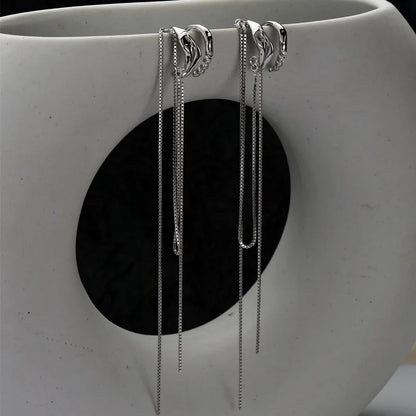Boucle d'Oreille Longue Chaîne Ouverte E1114, 1 Pièce
