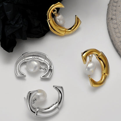 Clous d'oreilles irréguliers en perles C E1209