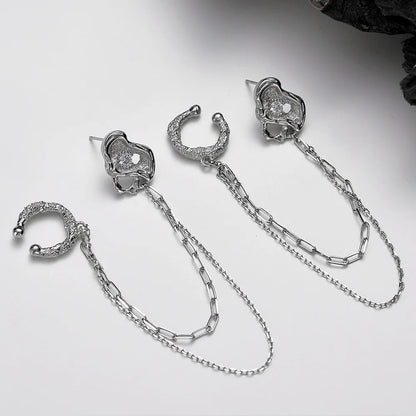 Bijou d'Oreille Irrégulier à Longue Chaîne E1208, 1 Pièce