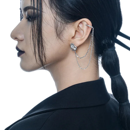 Bijou d'Oreille Irrégulier à Longue Chaîne E1208, 1 Pièce