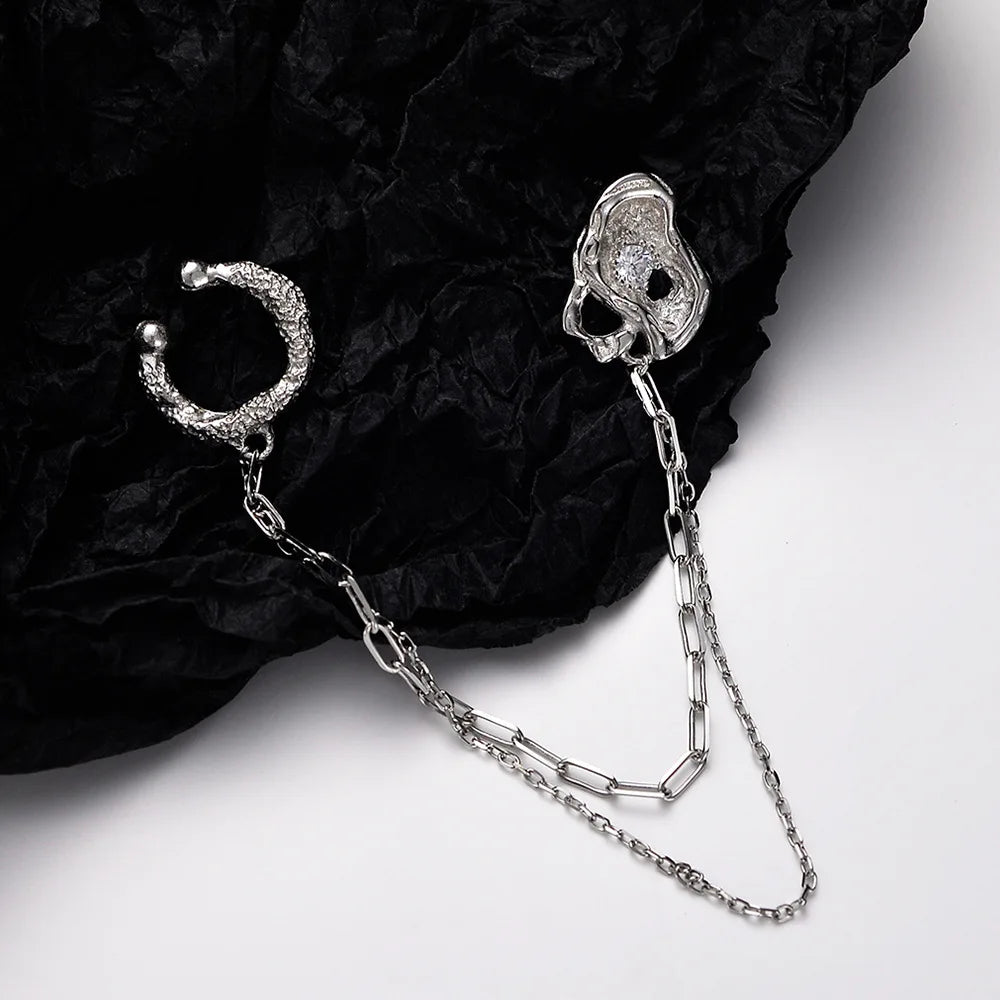 Bijou d'Oreille Irrégulier à Longue Chaîne E1208, 1 Pièce
