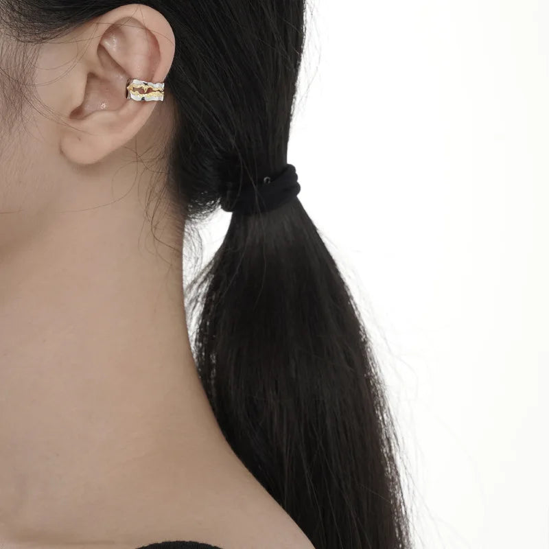 Manchette d'Oreille Large avec Incrustation Dorée E1132, 1 Pièce