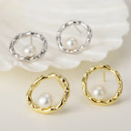 Clous d'oreilles créoles perles E1207